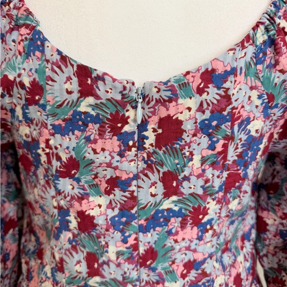 Madewell Boho Purple Midi 3/4 Sleeve Dress | Floral Flattering Neckline Size 2 - Picture 5 of 10